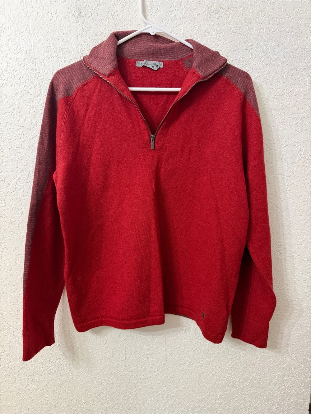 Smartwool Merino Men's Red Half-Zip Sweater with Collar - M